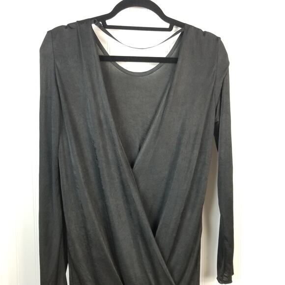 Wilfred Open Back Faux Leather Skirt Long Sleeve Dress Black Large - Picture 5 of 9